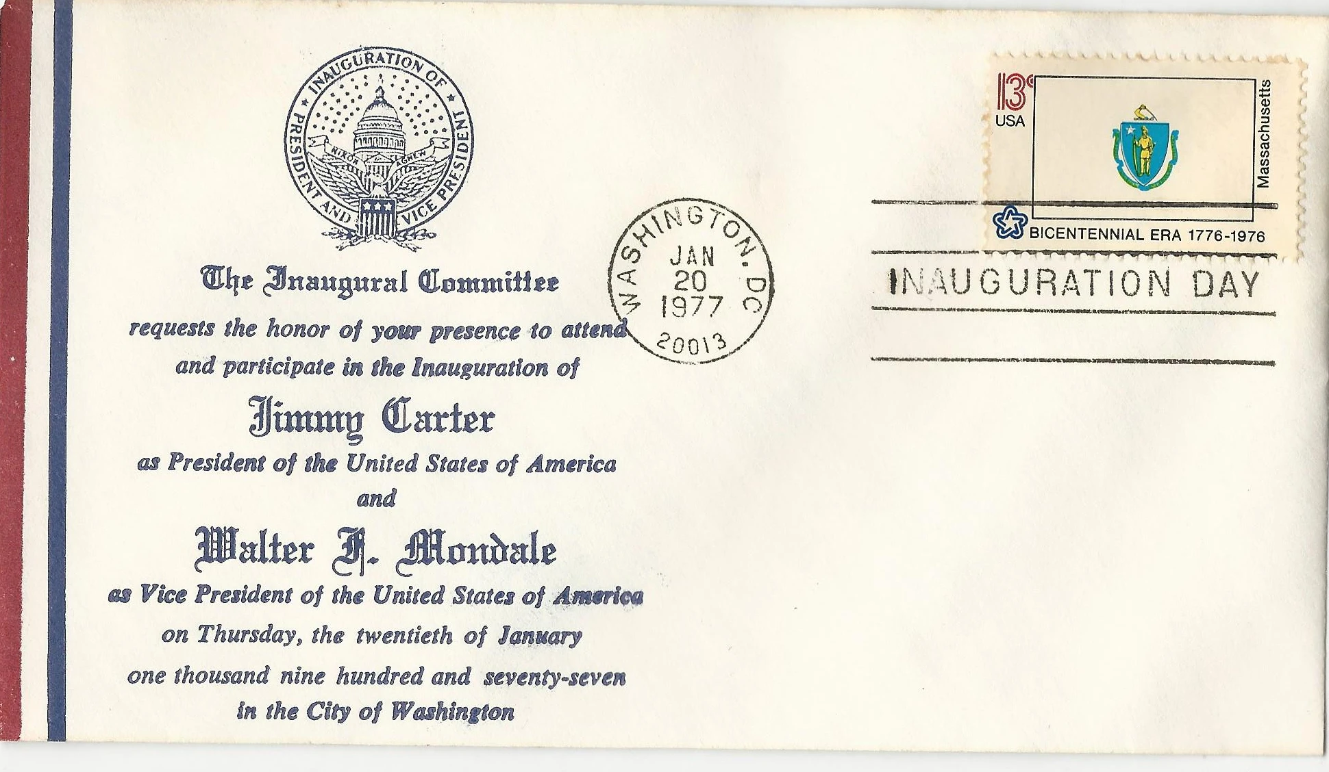 Inauguration Jimmy Carter & Walter Mondale Postmark #1:&hellip;